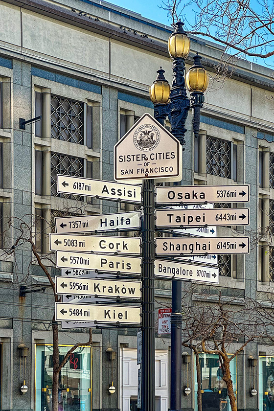 San Francisco sister cities sign on Market Street