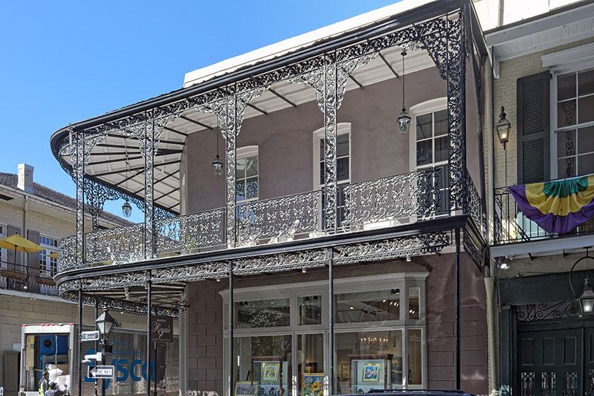 The French Quarter is famous for its great wrought iron balconies