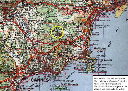 Map of the Nice-Cannes-Grasse area