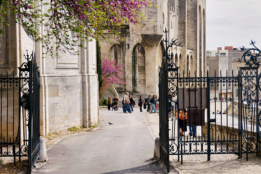 Looking down from the gardens towards the palace entrance
