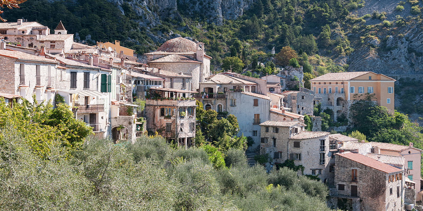 View of Peille from the parking lot on the west side of the village