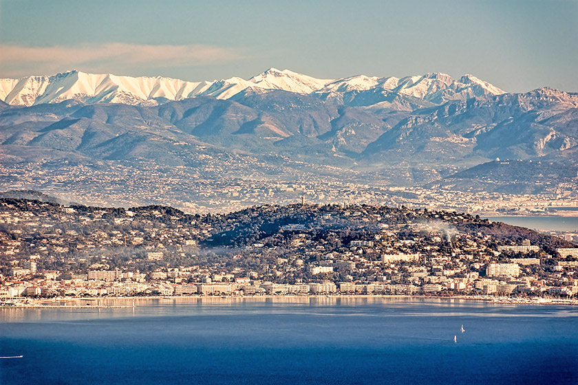 Looking towards Cannes and the 'Alpes Maritimes'