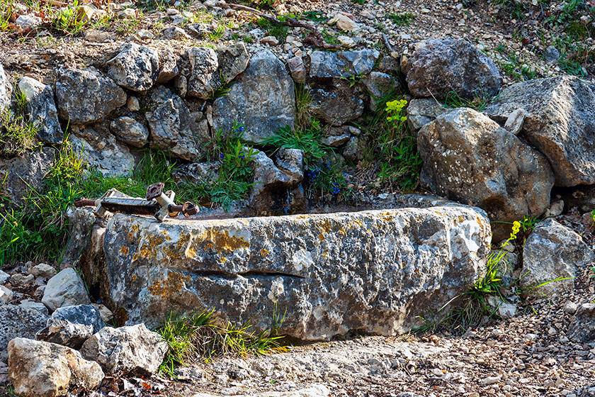 Almost exactly one hour into the hike, we reach this rock fountain