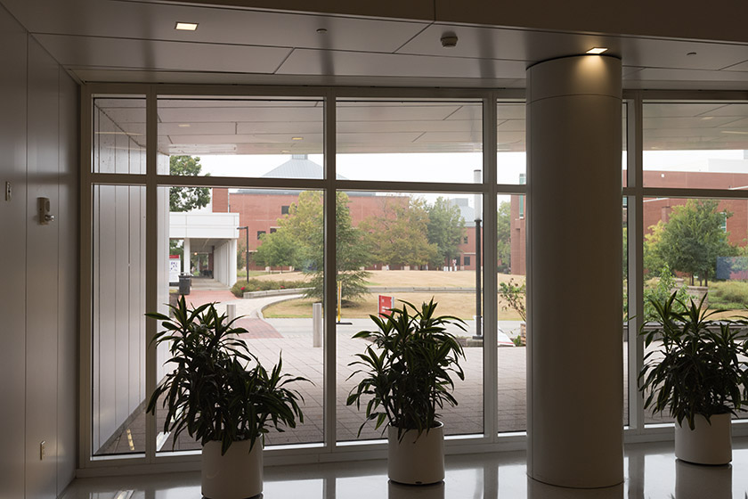 The view from the west entry lobby