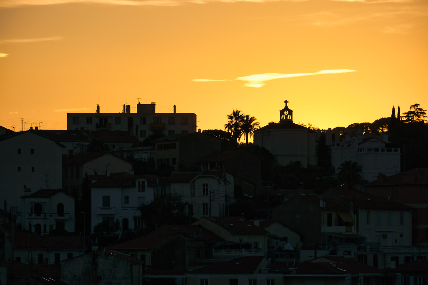 Evening sky over St. Joseph's church, Cannes