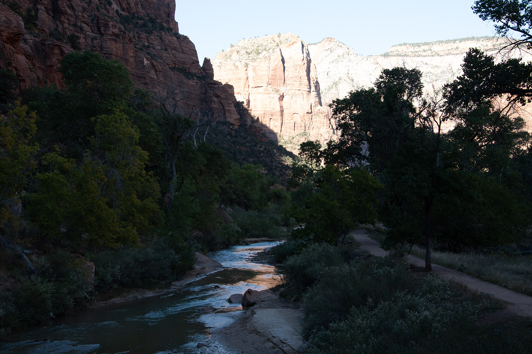 Before processing, Virgin River in Zion Canyon, Utah, USA