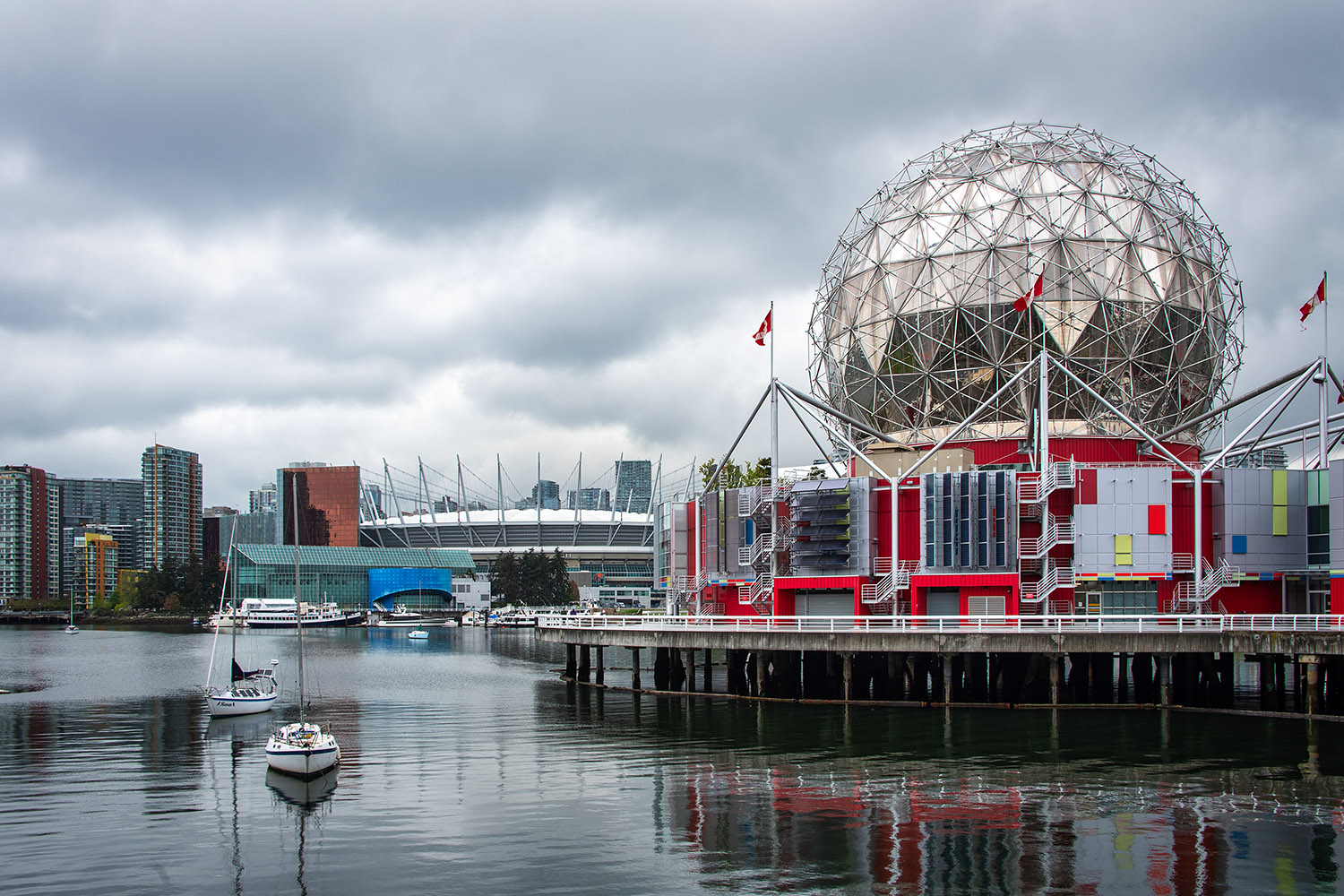 False Creek with Science World and BC Place Stadium