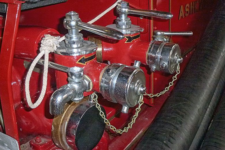 Automobile museum: detail of an antique firetruck