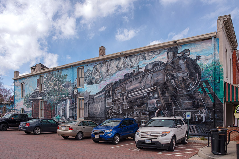 Mural on the side of The Caboose Market & Café