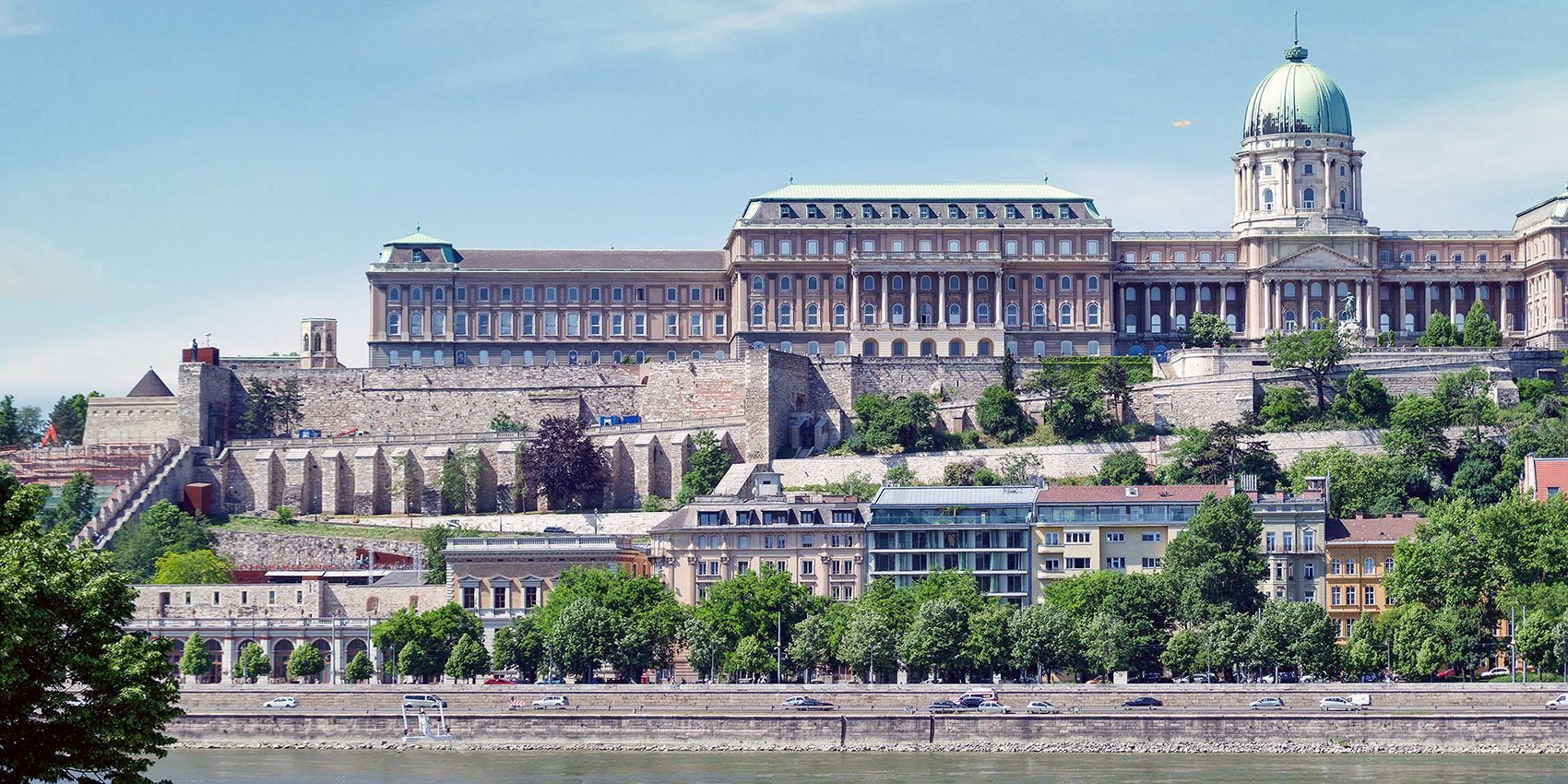 Buda castle photographed from the Pest side of the Danube