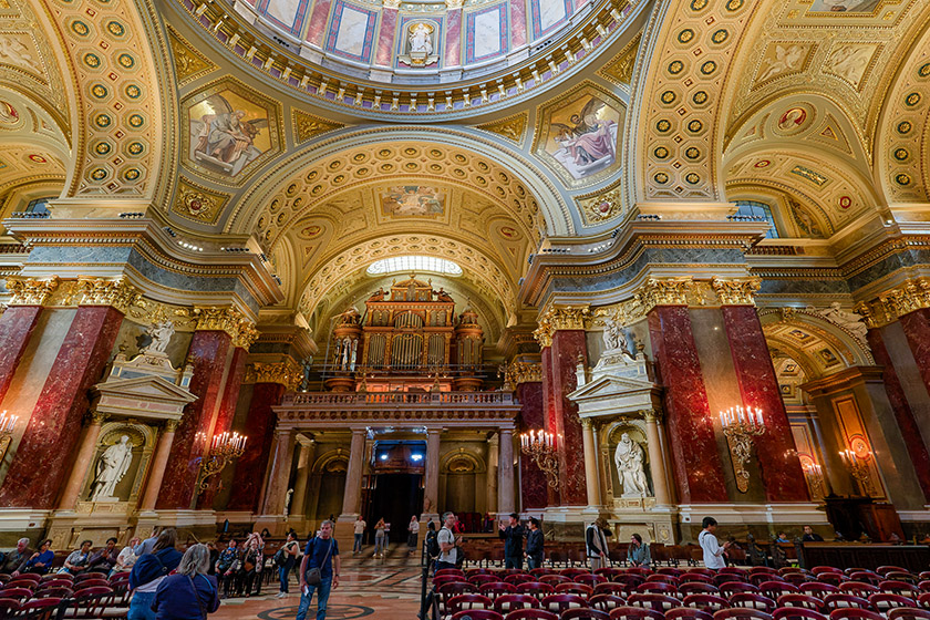 Inside the basilica: looking back towards the entrance