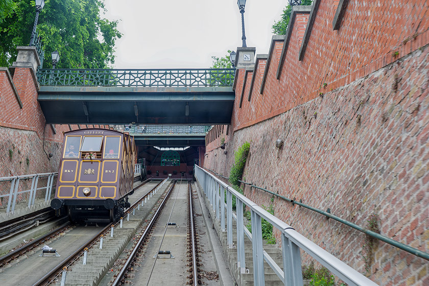 Taking the short (and not inexpensive!) ride on the Castle Hill Funicular