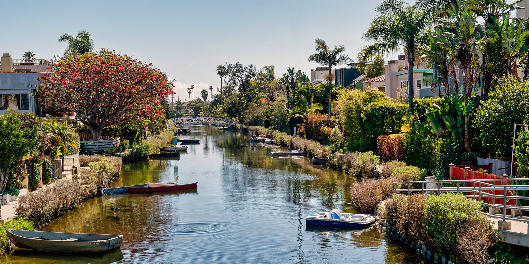 Unlike the waterways of the original Venice, the canals here are man-made