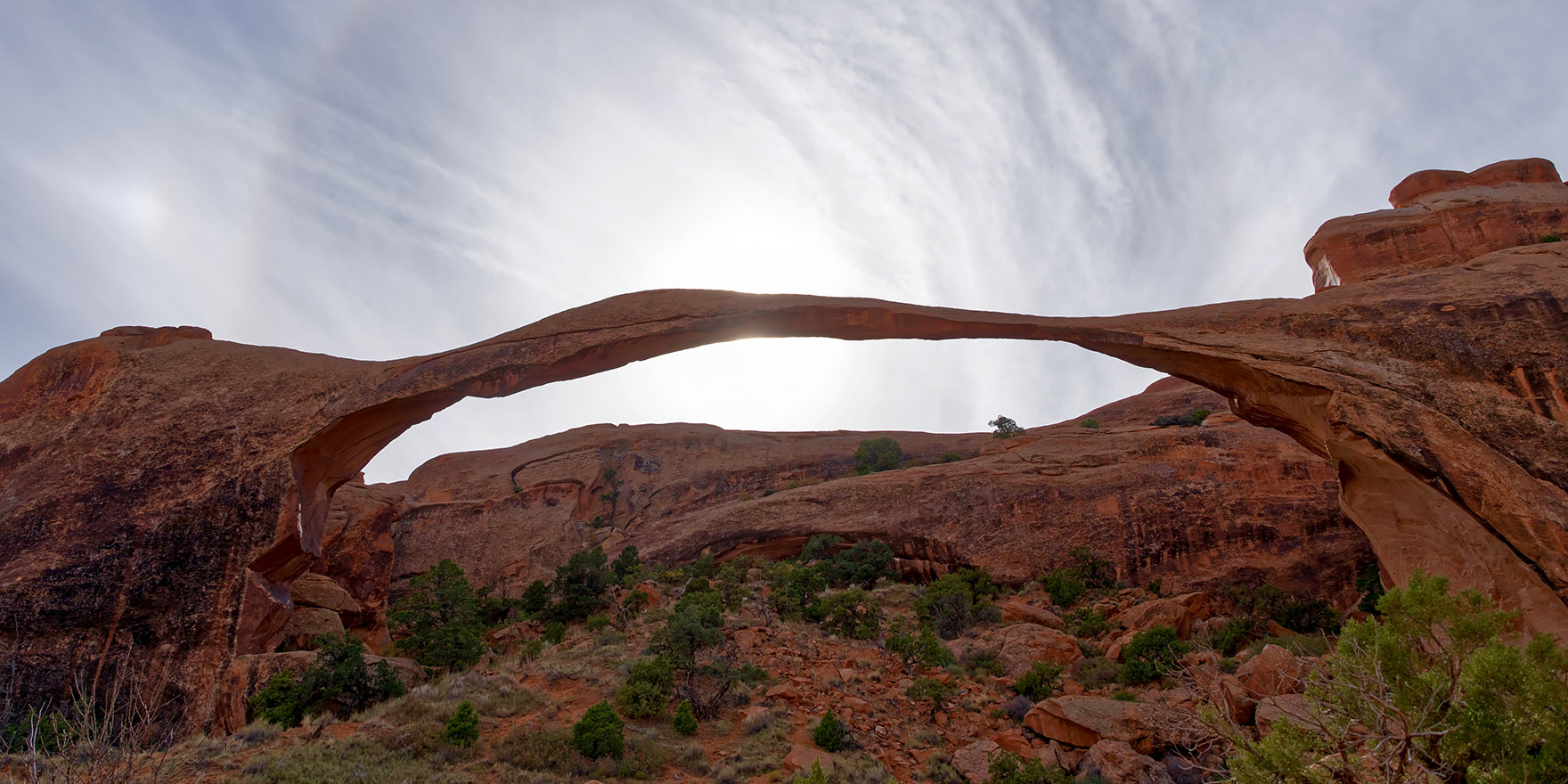 The frail Landscape Arch spans 290 feet (88.4 meters)