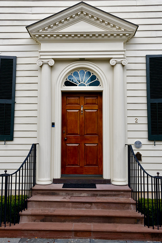 Wood-colored door on Ladson Street