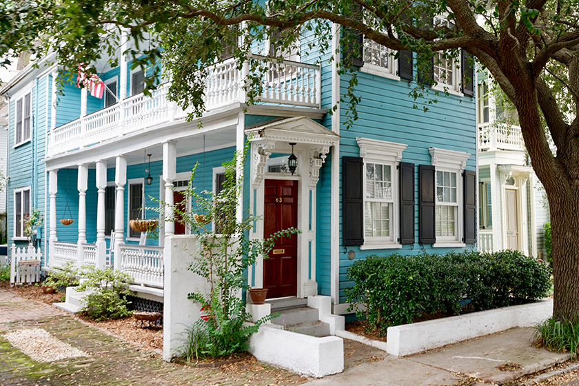 Blue house on Logan Street