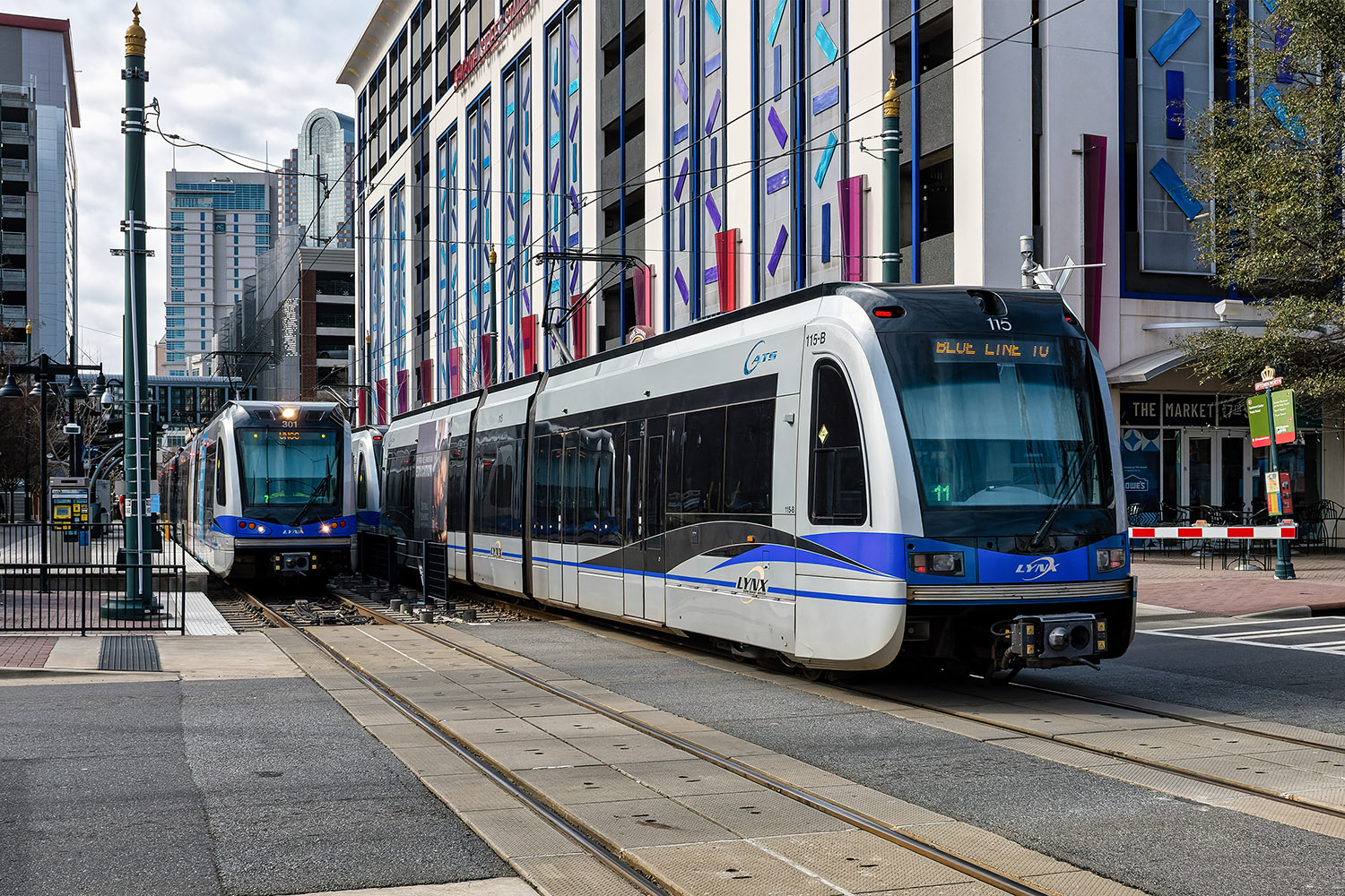 The trams of the Charlotte Light Rail Transit are modern and comfortable
