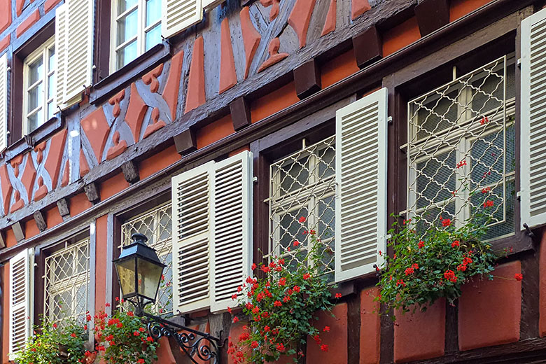 Colorful façade on the 'Rue des Marchands'