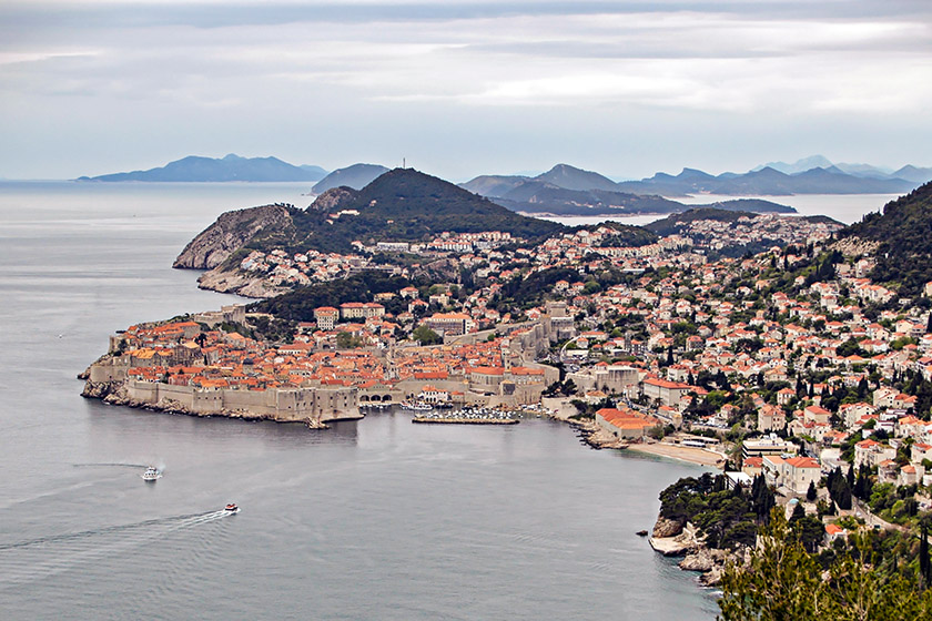 View of Dubrovnik from the hill above the city