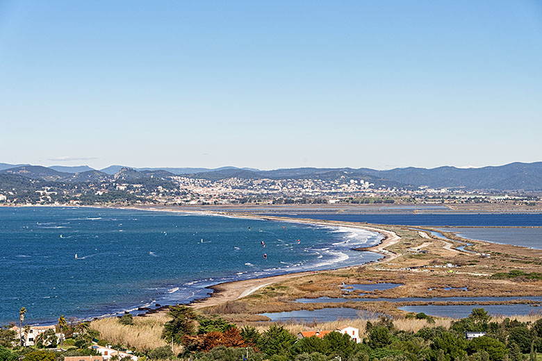 Looking across the peninsula to Hyères