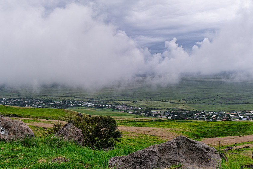 Waimea landscape photographed through low clouds...