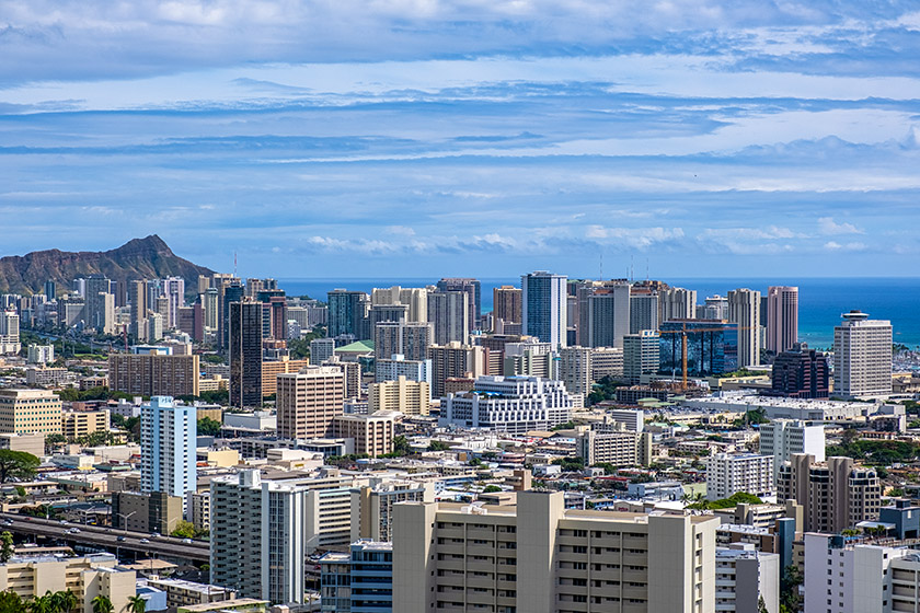 View over Honolulu from Punchbowl Crater