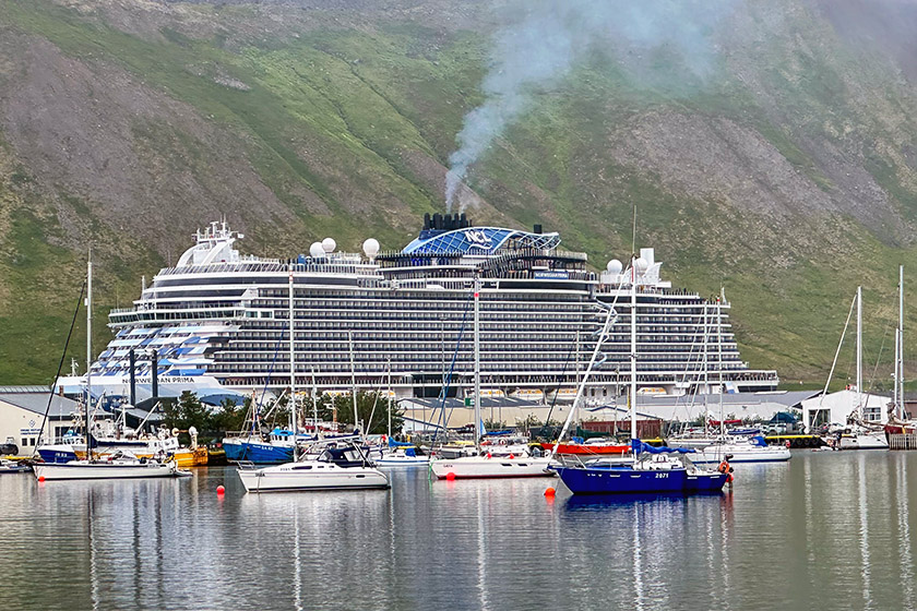 The Norwegian Prima in the harbor of Ísafjörður