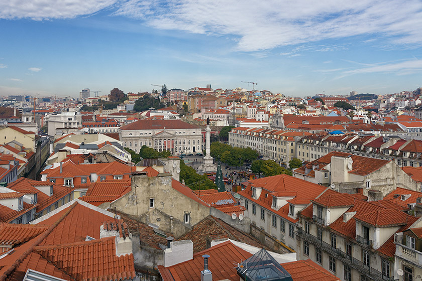 View over Lisbon from the top of the Santa Justa Elevator