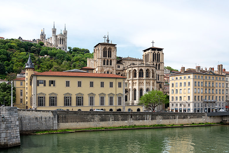 Looking across the Saône to the Lyon cathedral