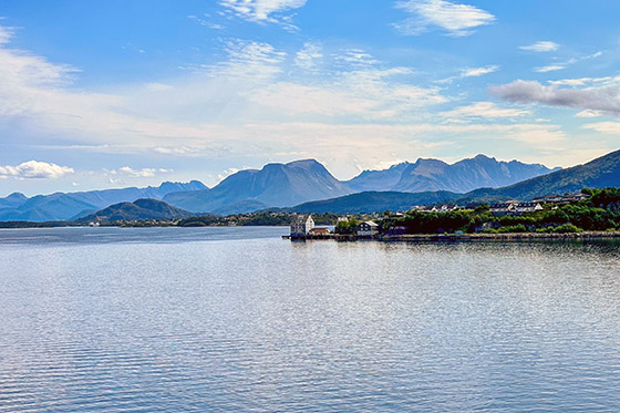 The view towards the mountains from our cruise ship