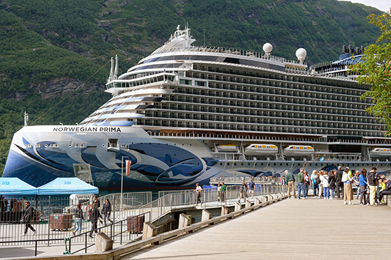 Our monstrously huge cruise ship in Geiranger