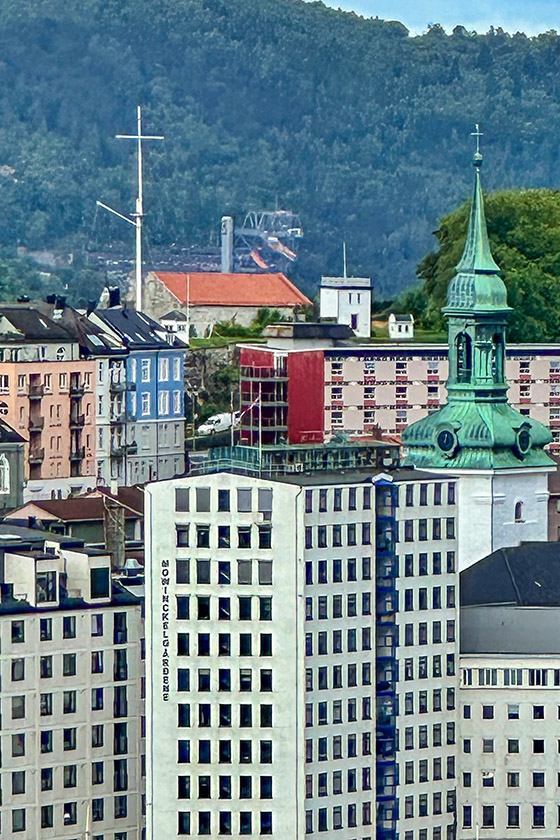 Looking down onto the city