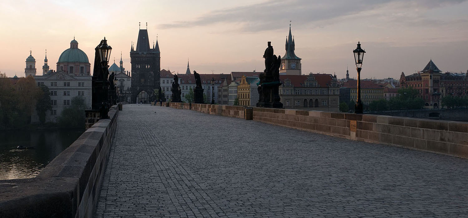The Charles Bridge at dawn: one has to get up early to photograph it without hordes of tourists