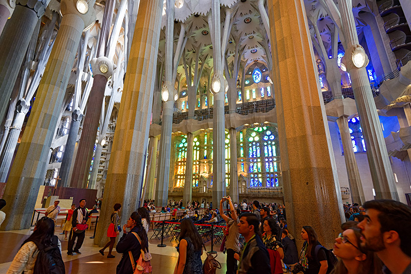 Gaudi's columns are thin, so there is more light in the Basilica