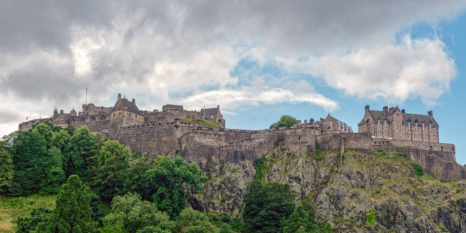 View of Castle Rock from Princes Street Gardens