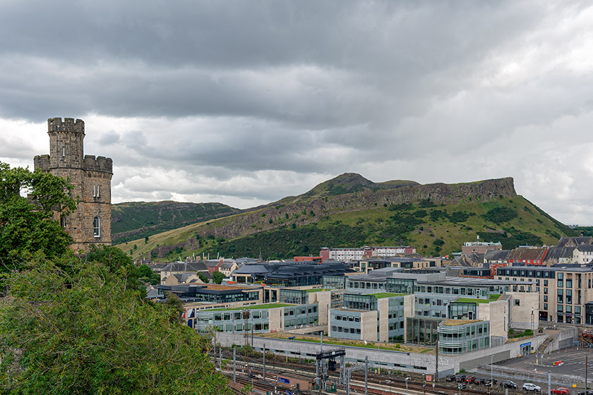 Governor's House on the left and Arthur's Seat in the background
