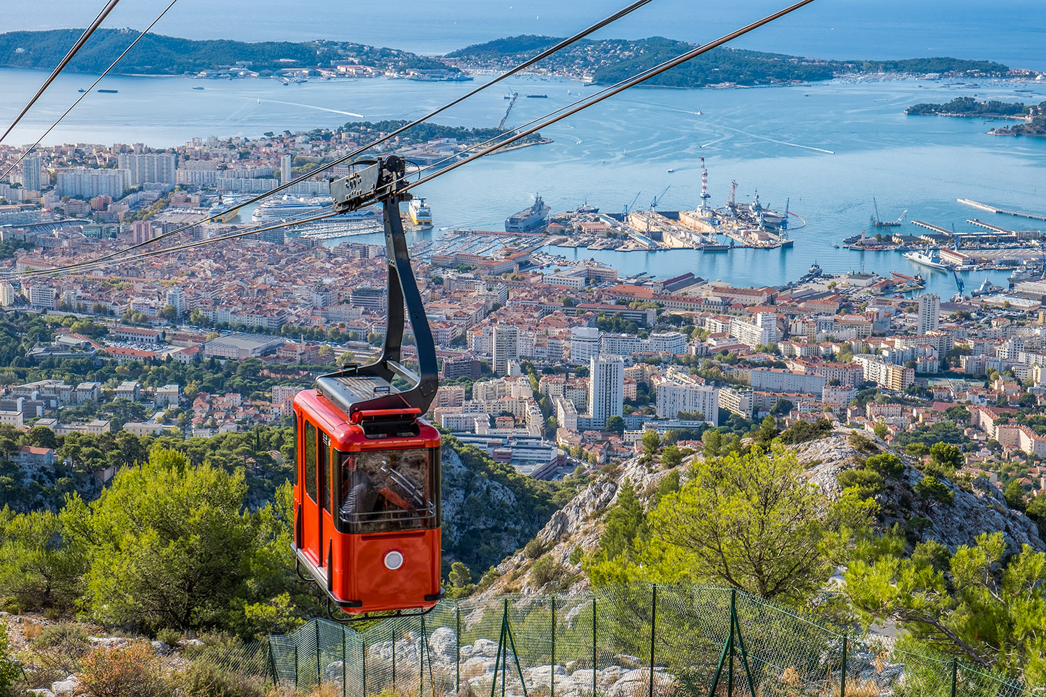From the top, one has a spectacular view over the town and its military port