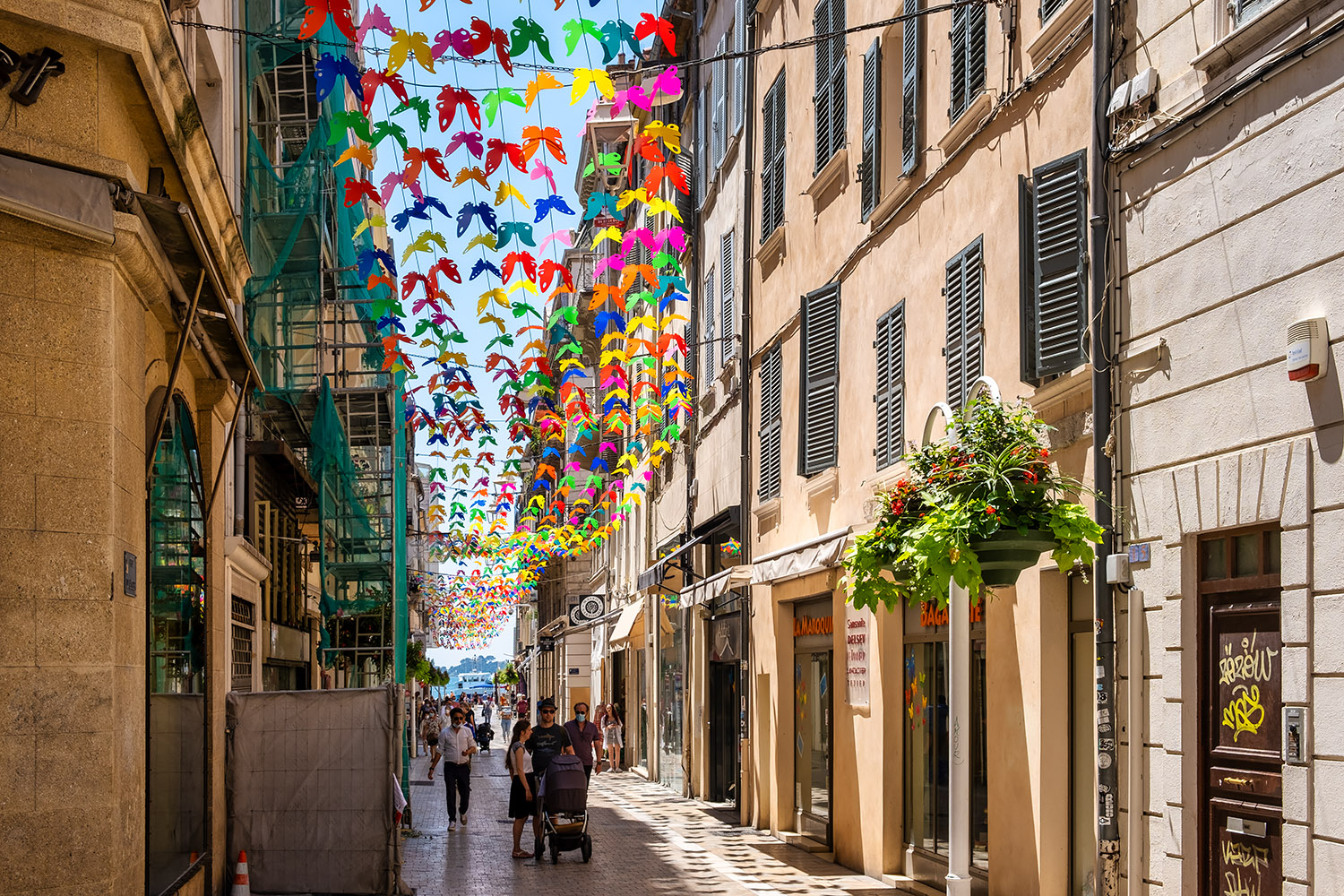Many streets in the old town are decorated wit these colorful butterflies